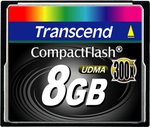 Transcend Compact Flash 8GB kaart SLC 300X