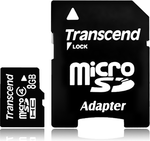 Transcend MicroSD kaart SDHC + Adapter / Class 2 8GB